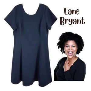 LANE BYRANT Navy Blue Jacquard Print Lace-Up Back Dress - NWT Women's Plus 24